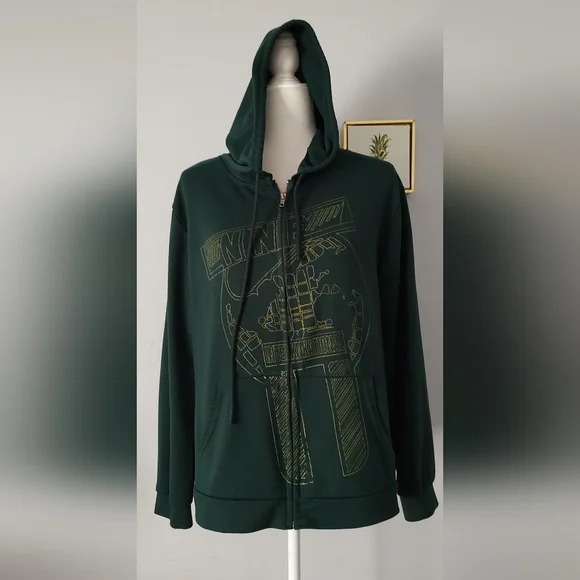 Unbranded Jacket Unixex Green With Hoodie Zipper Front Medium Pockets Good Co - Picture 1 of 6